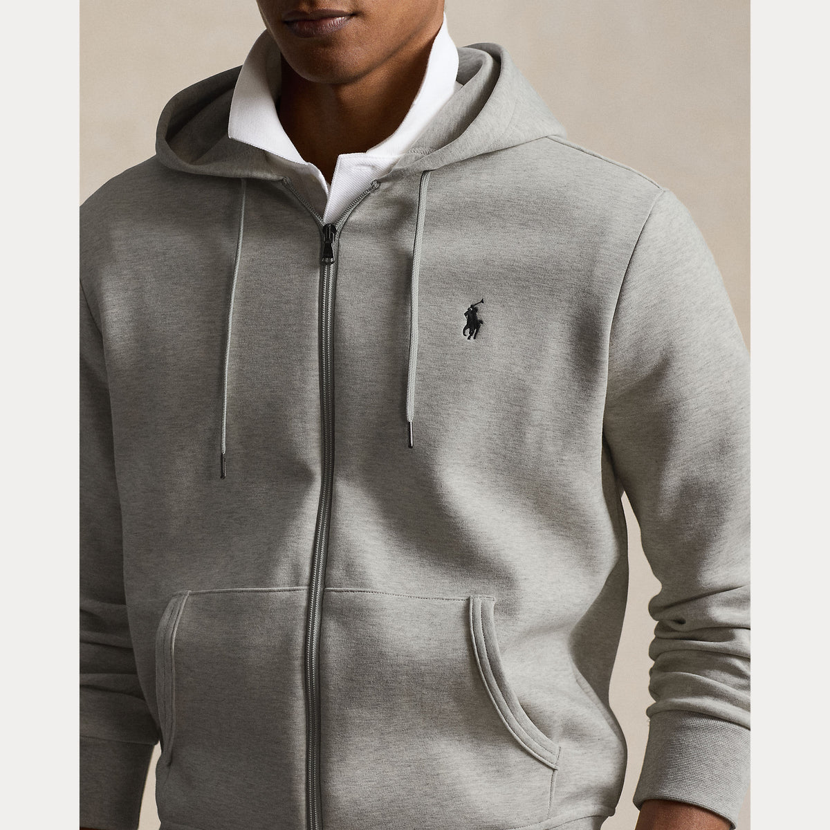 Polo Ralph Lauren Double-Knit Full Zip Hoodie - Grey
