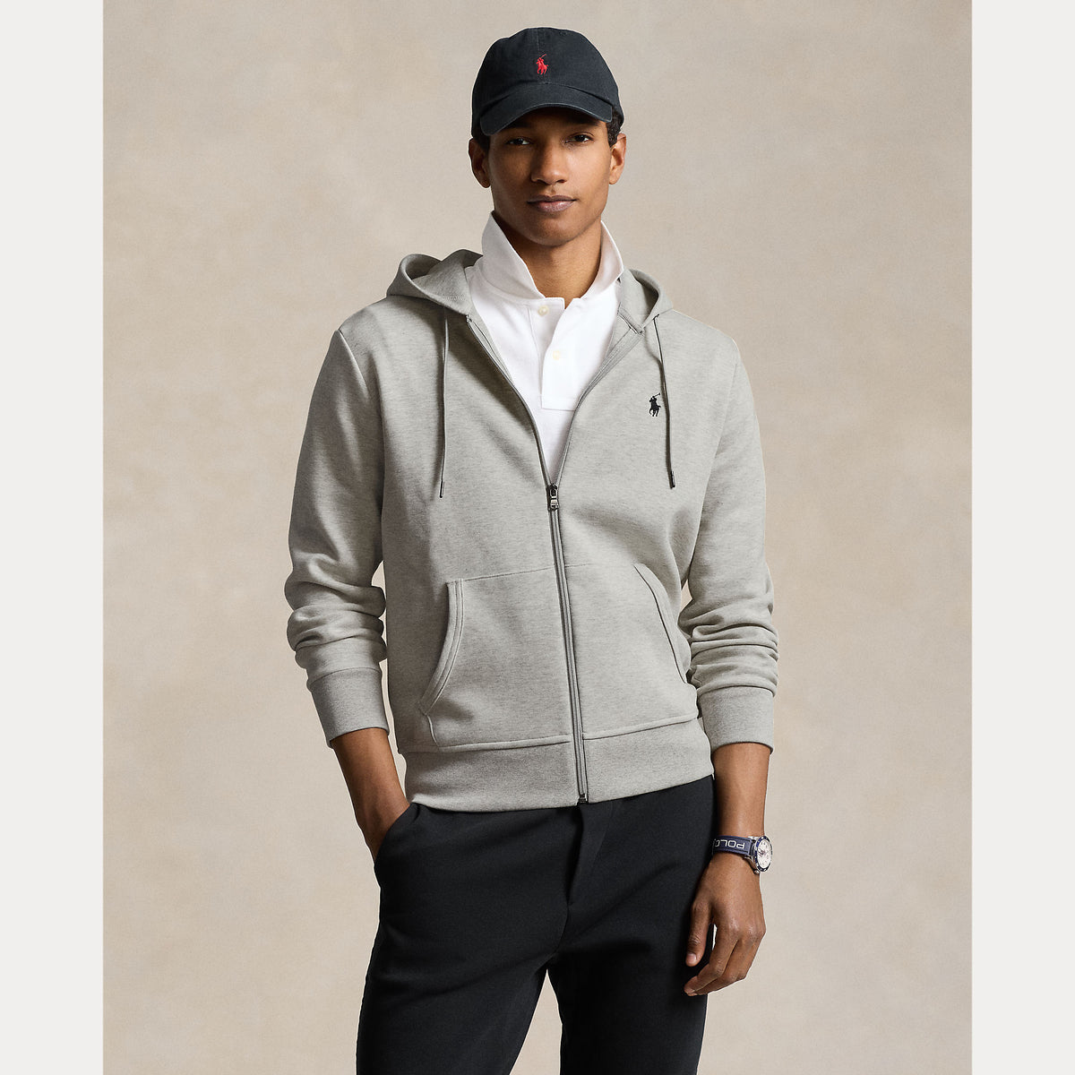 Polo Ralph Lauren Double-Knit Full Zip Hoodie - Grey