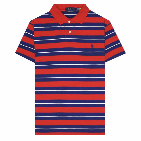Polo Ralph Lauren Short Sleeved Striped Polo Shirt - Red