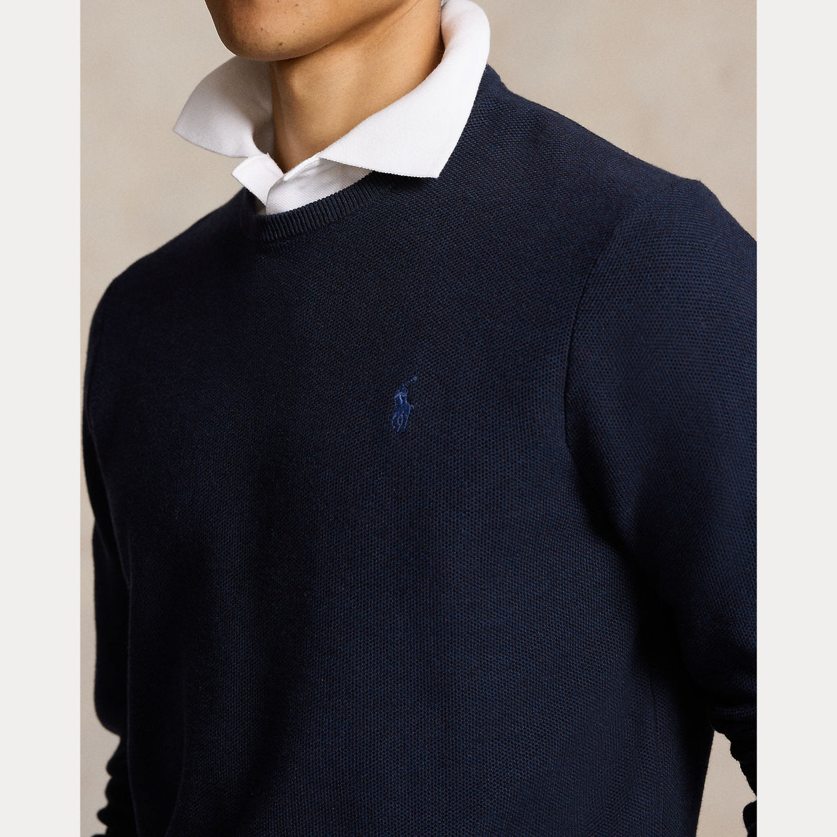 Polo Ralph Lauren Mesh-Knit Cotton Crewneck Sweater - Navy
