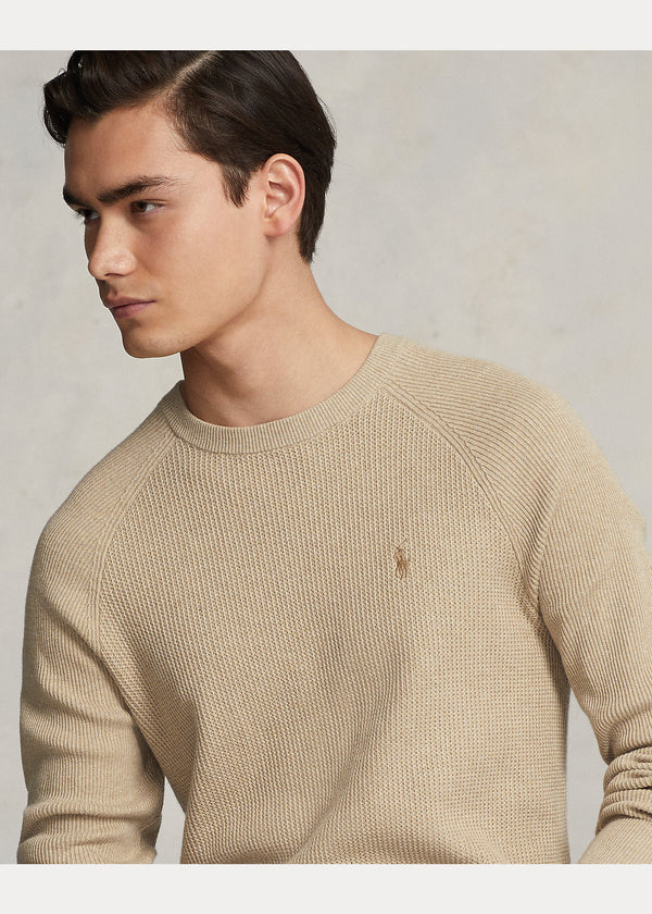 Polo Ralph Lauren Textured Cotton Crewneck Sweater - Beige