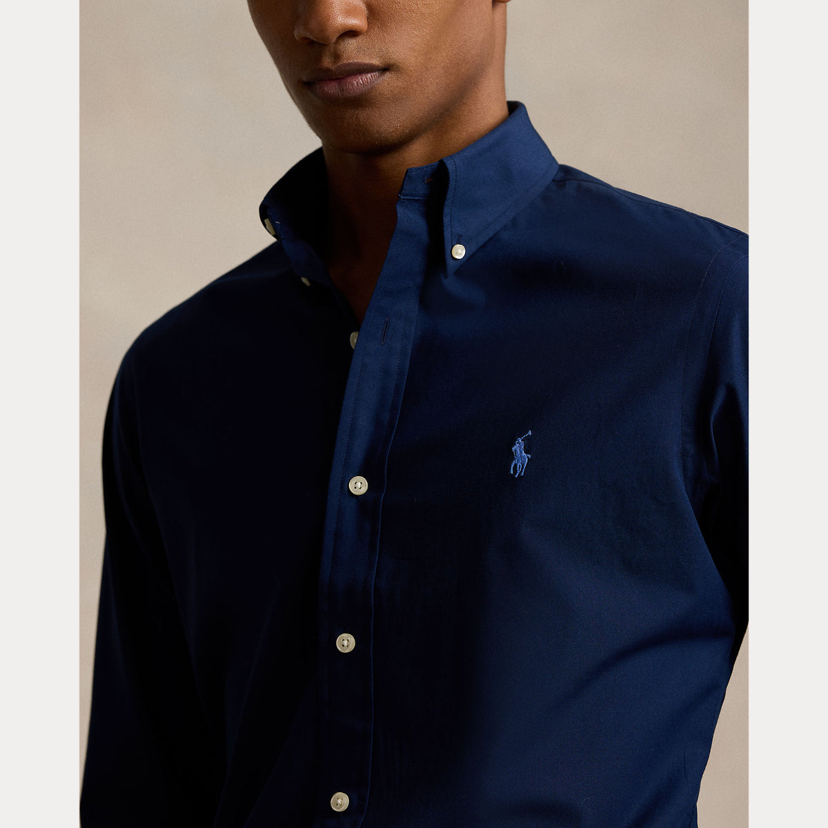 Polo Ralph Lauren Custom Fit Stretch Poplin Shirt - Navy