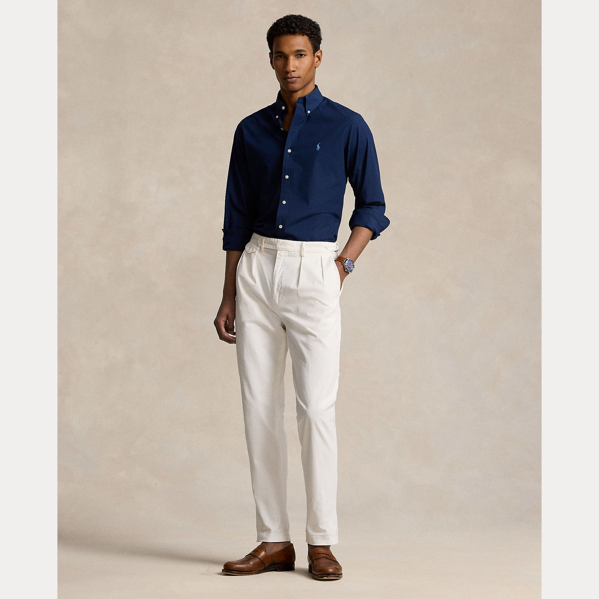 Polo Ralph Lauren Custom Fit Stretch Poplin Shirt - Navy