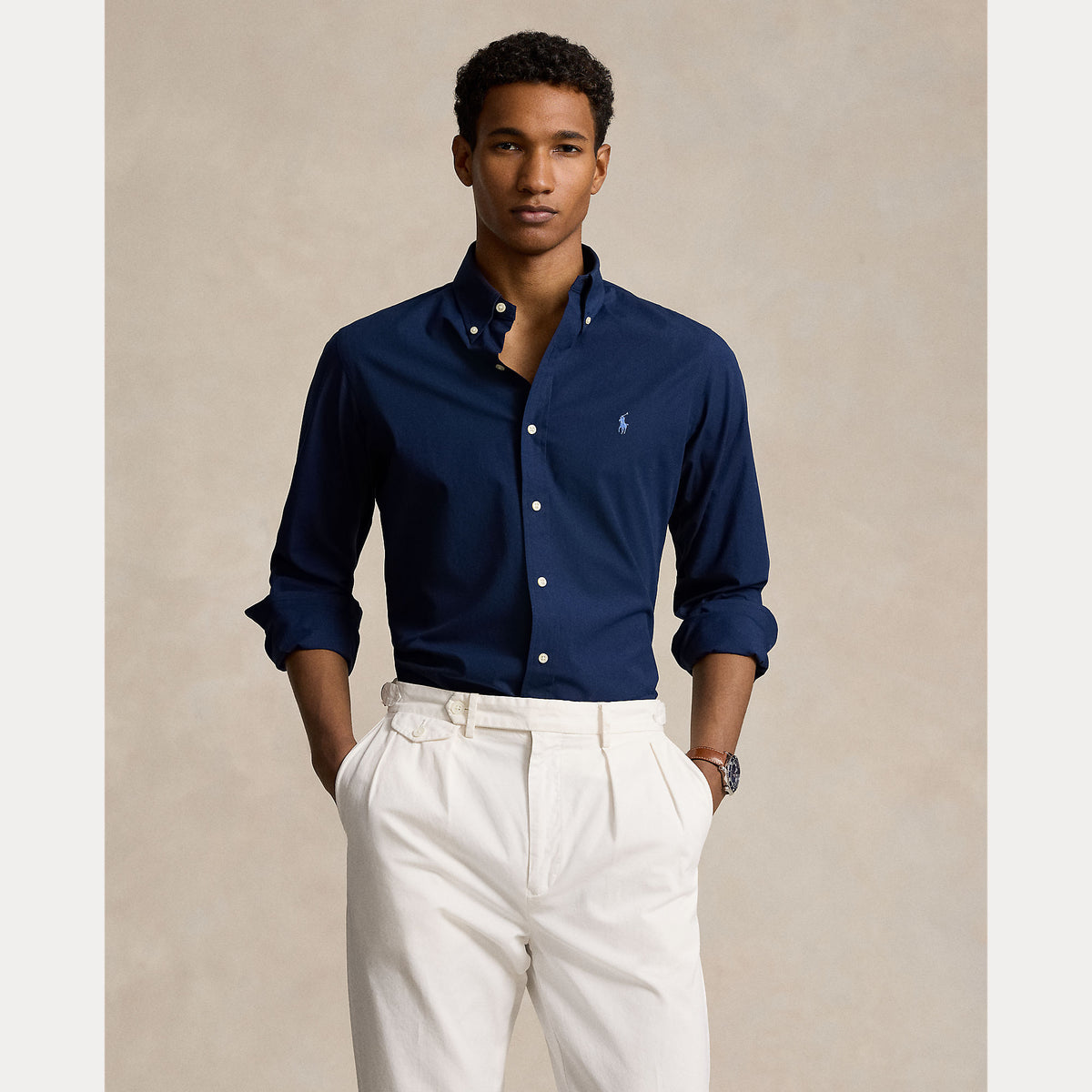 Polo Ralph Lauren Custom Fit Stretch Poplin Shirt - Navy