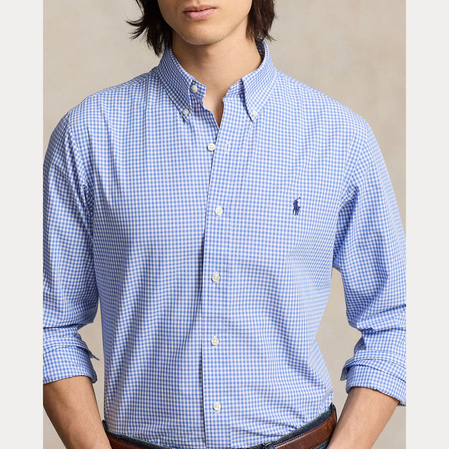 Polo Ralph Lauren Custom Fit Stretch Poplin Shirt - Striped Blue