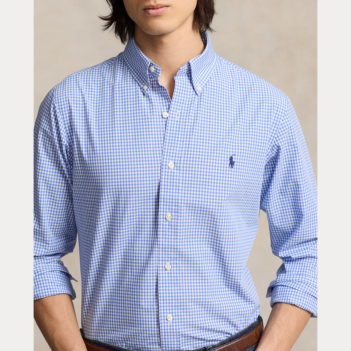 Polo Ralph Lauren Custom Fit Stretch Poplin Shirt - Striped Blue