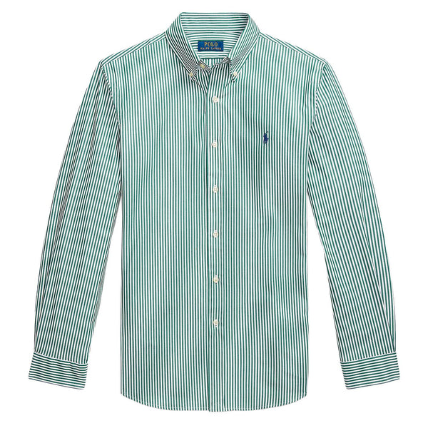 Polo Ralph Lauren Custom Fit Striped Stretch Poplin Shirt - Green