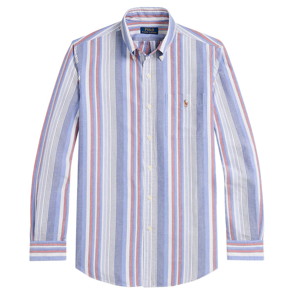 Polo Ralph Lauren Custom Fit Striped Oxford Shirt - Purple / Red