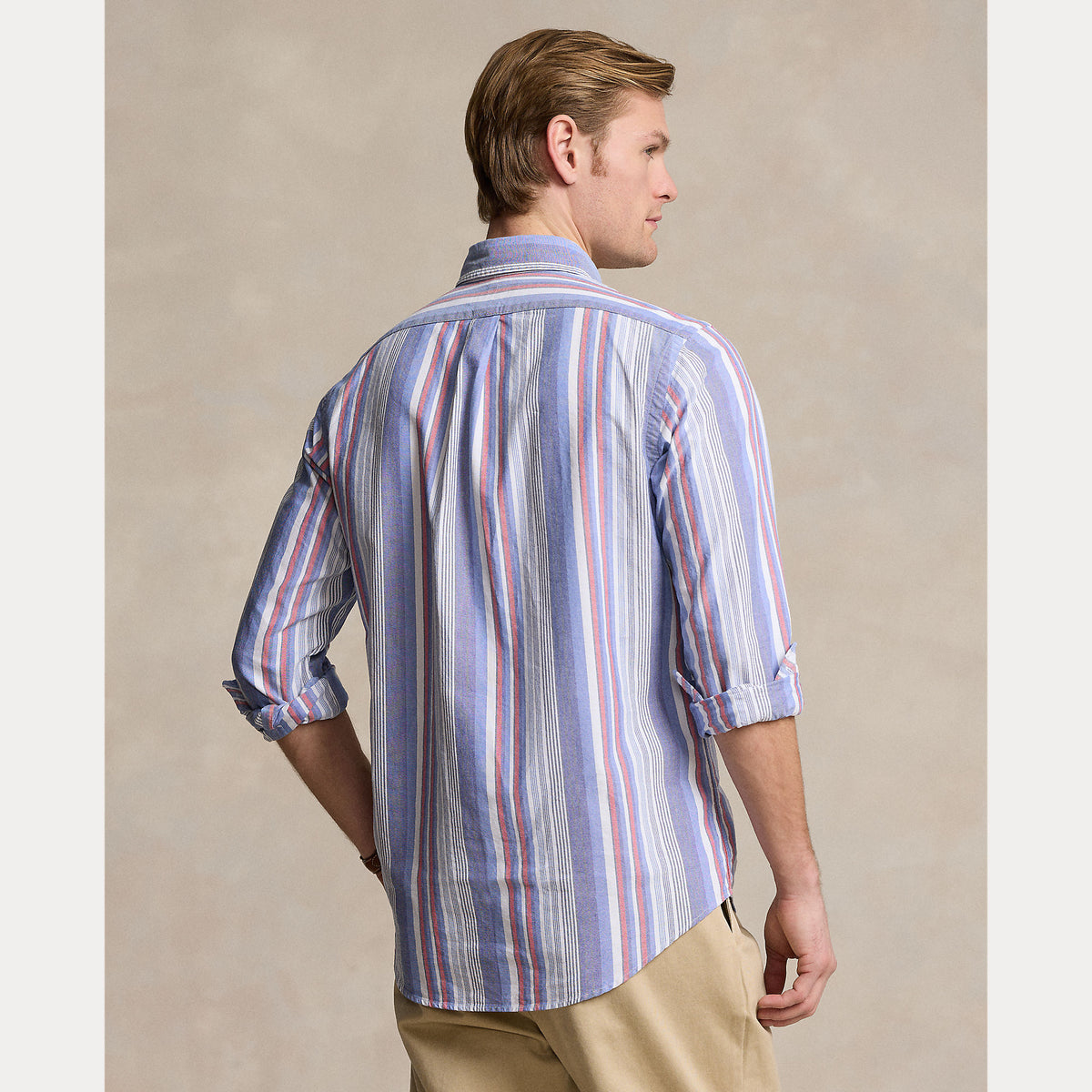 Polo Ralph Lauren Custom Fit Striped Oxford Shirt - Purple / Red