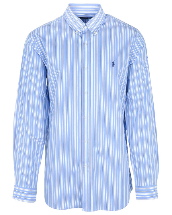 Polo Ralph Lauren Custom Fit Striped Stretch Poplin Shirt - Blue