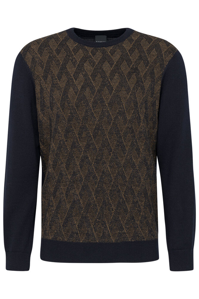 Bugatti Contrast Sweater - Cognac / Navy