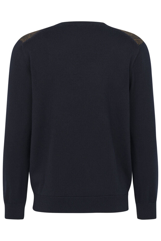 Bugatti Contrast Sweater - Cognac / Navy