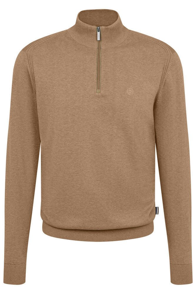 Bugatti Cotton Zip-Neck Sweatshirt - Taupe