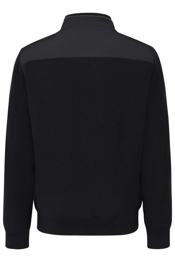 Bugatti Full Zip Contrast Sleeve Quilted Cardigan - Navy