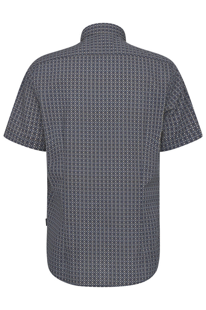 Bugatti Square Pattern Short Sleeve Short - Navy