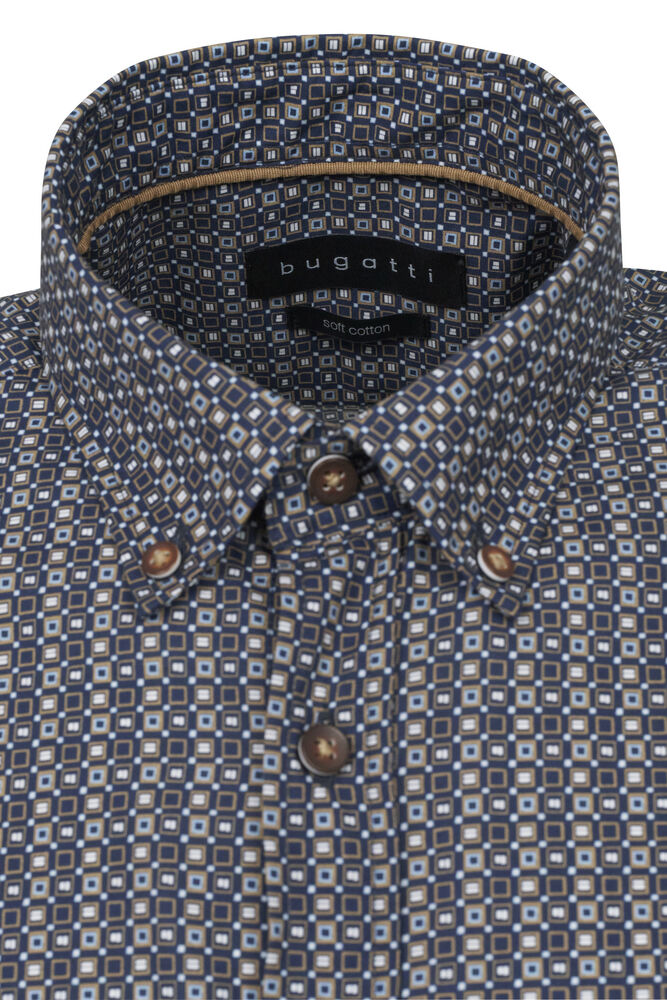Bugatti Square Pattern Short Sleeve Short - Navy