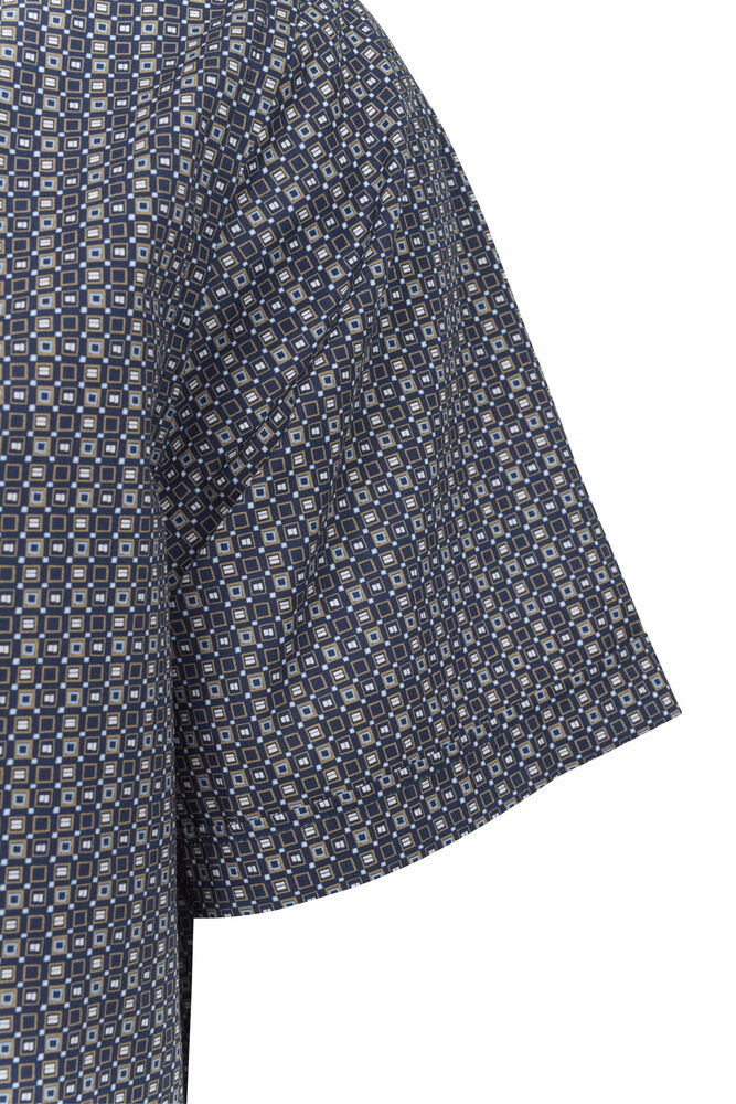 Bugatti Square Pattern Short Sleeve Short - Navy