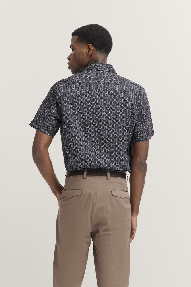 Bugatti Square Pattern Short Sleeve Short - Navy