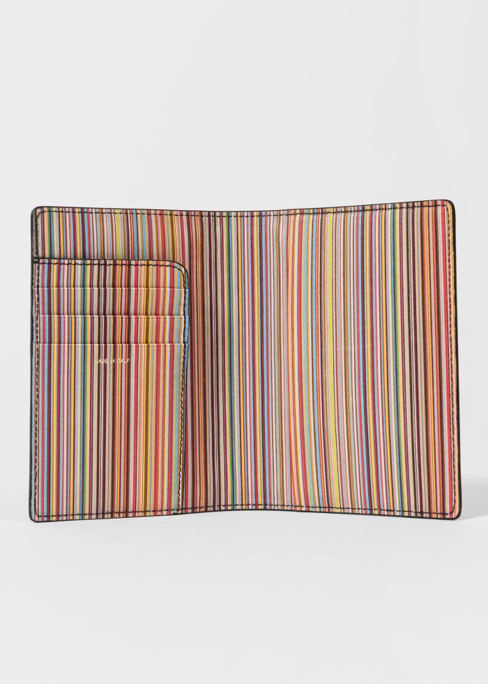 Paul Smith Signature Stripe Leather Passport Cover – Black