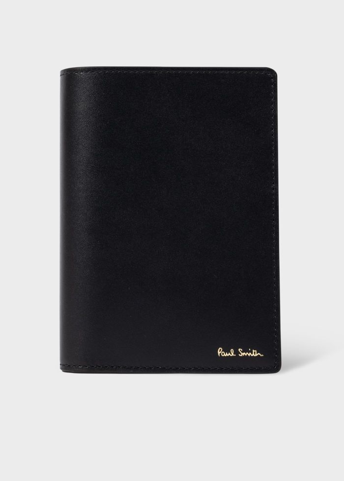 Paul Smith Signature Stripe Interior Leather Passport Cover - Black