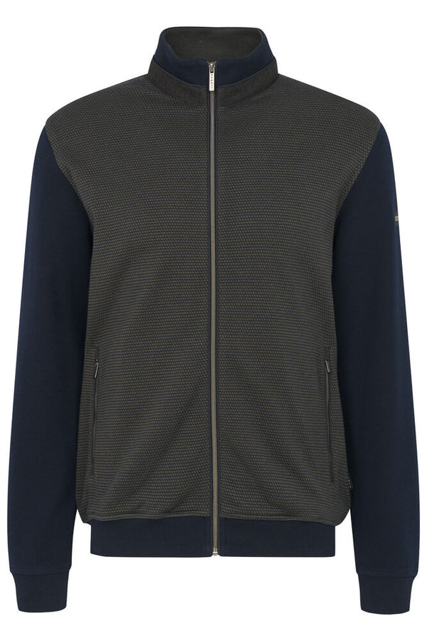 Bugatti Full Zip Contrast Colour Sweatshirt - Olive / Navy