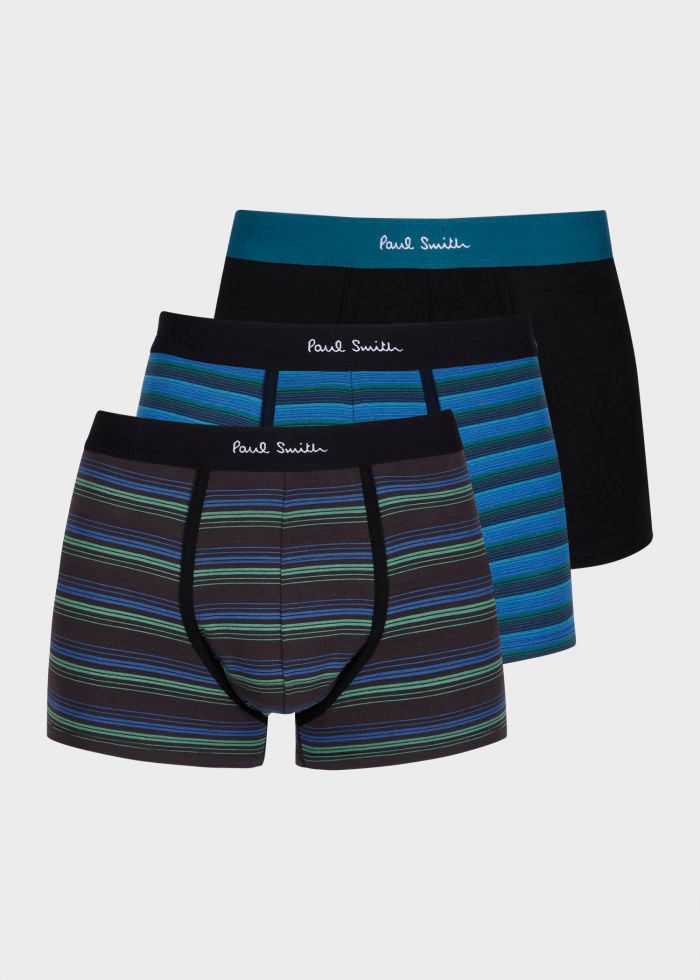 Paul Smith 3 Pack Stripe Boxer Briefs - Black &amp; Blue