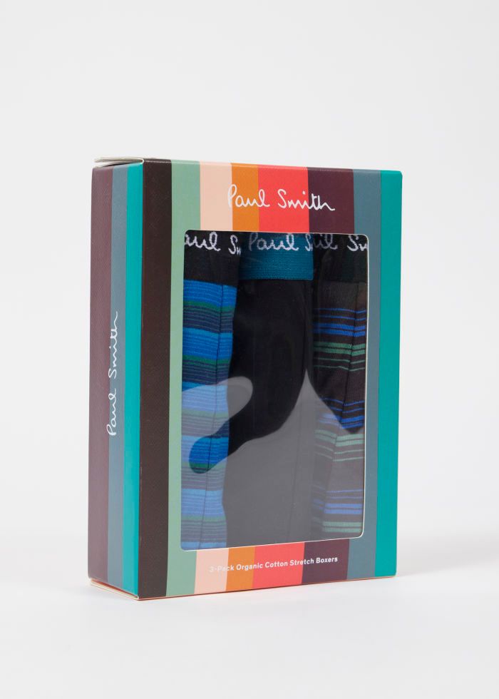 Paul Smith 3 Pack Stripe Boxer Briefs - Black &amp; Blue