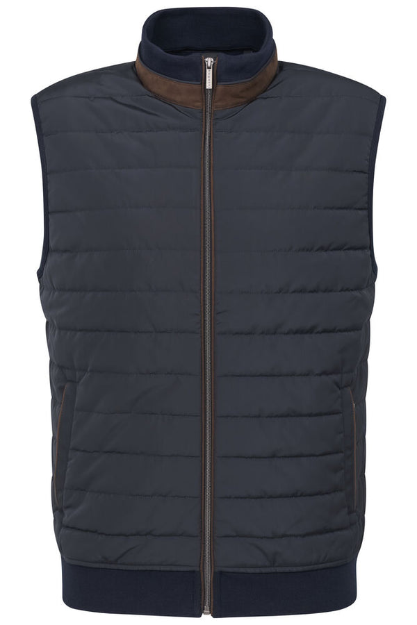 Bugatti Quilted Contrast Piping Gilet - Navy