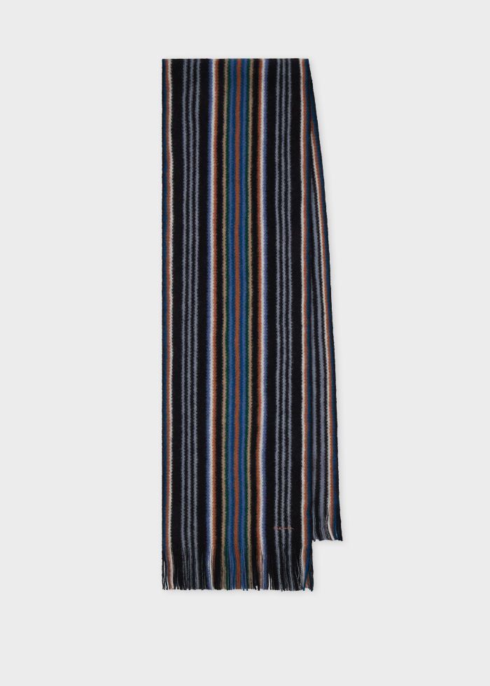 Paul Smith Multistripe Merino Wool Scarf - Black