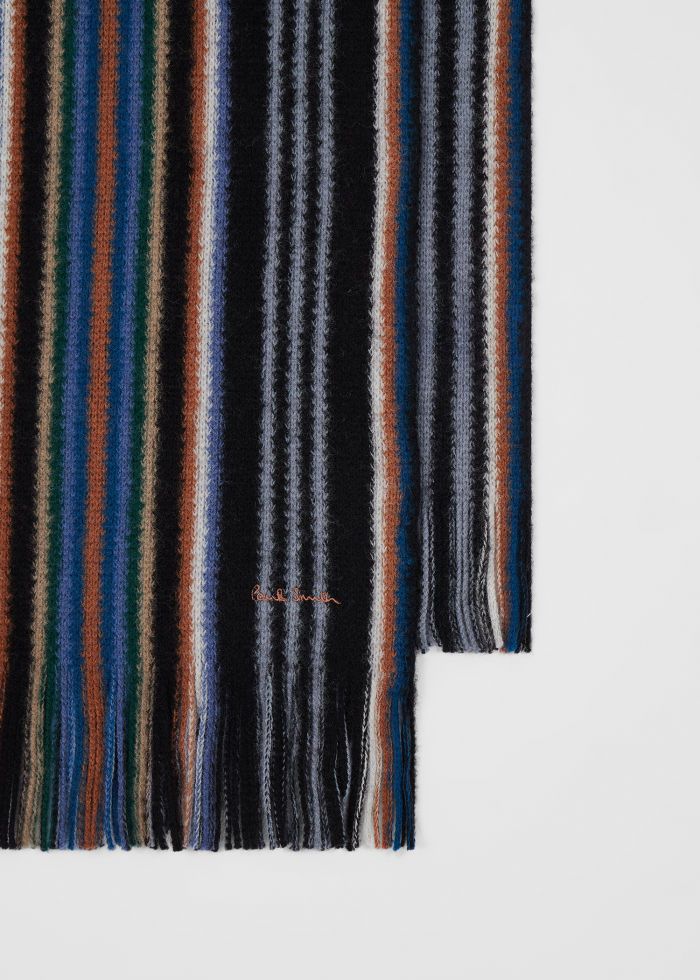 Paul Smith Multistripe Merino Wool Scarf - Black