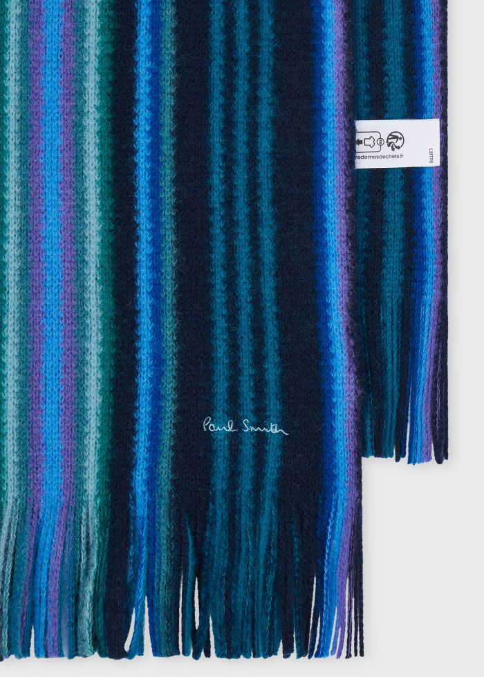 Paul Smith Multistripe Merino Wool Scarf – Blue