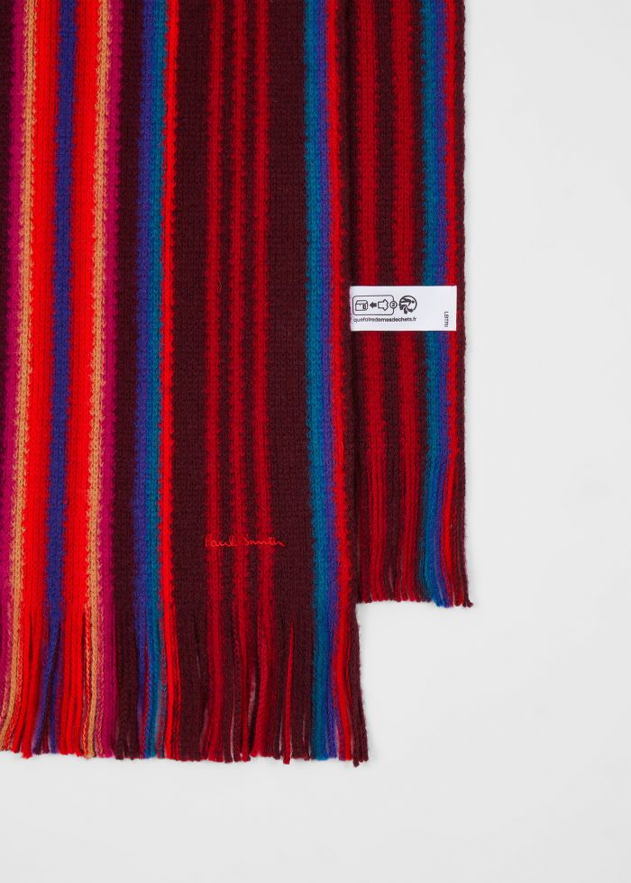 Paul Smith Multistripe Merino Wool Scarf - Red