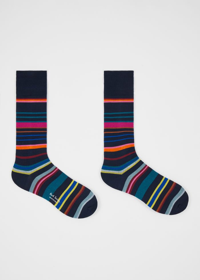 Paul Smith Lewis Mercerised Stripe Socks – Blue