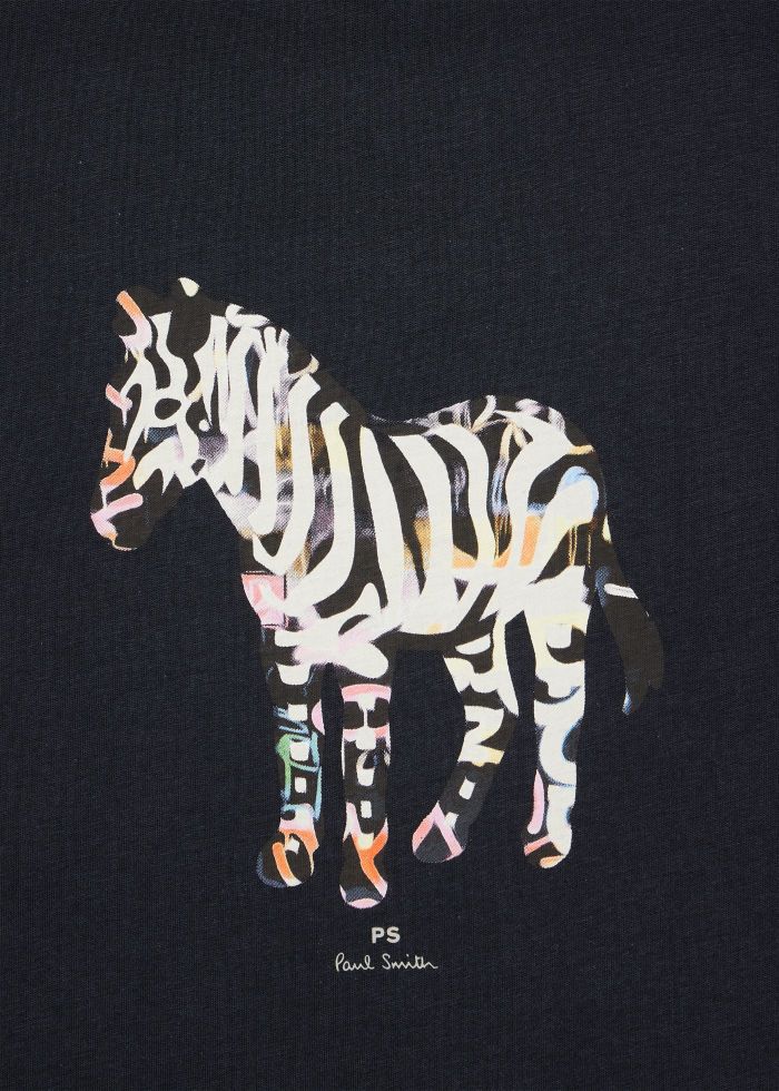 Paul Smith Organic Cotton Graffiti Zebra T-Shirt - Navy Blue