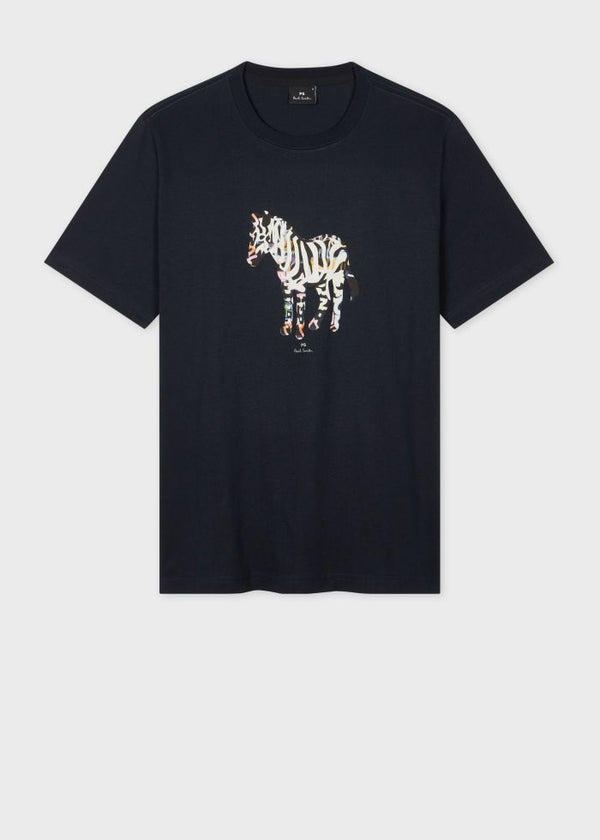 Paul Smith Organic Cotton Graffiti Zebra T-Shirt - Navy Blue