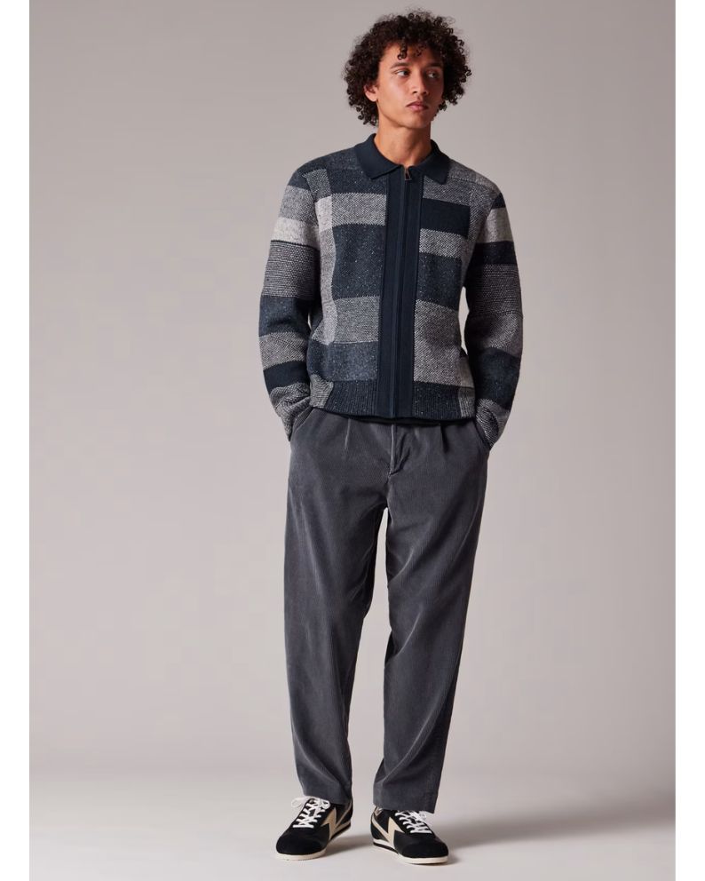 Paul Smith Navy Tonal Patchwork Zip-Through Cardigan Blue