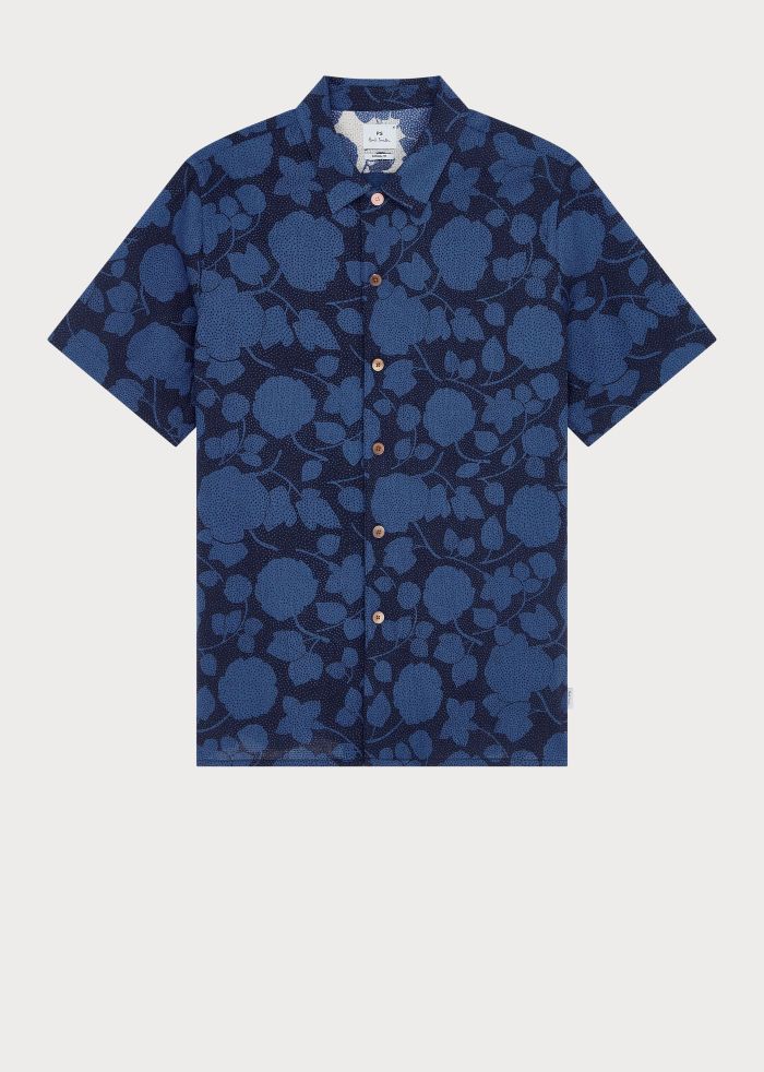Paul Smith Floral Print Shirt s/s - Blue