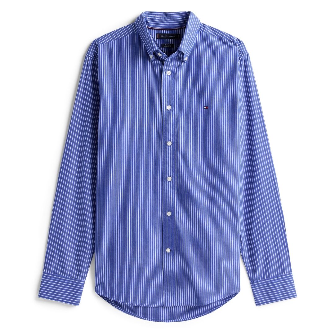 Tommy Hilfiger Core Hairline Poplin Shirt - Blue