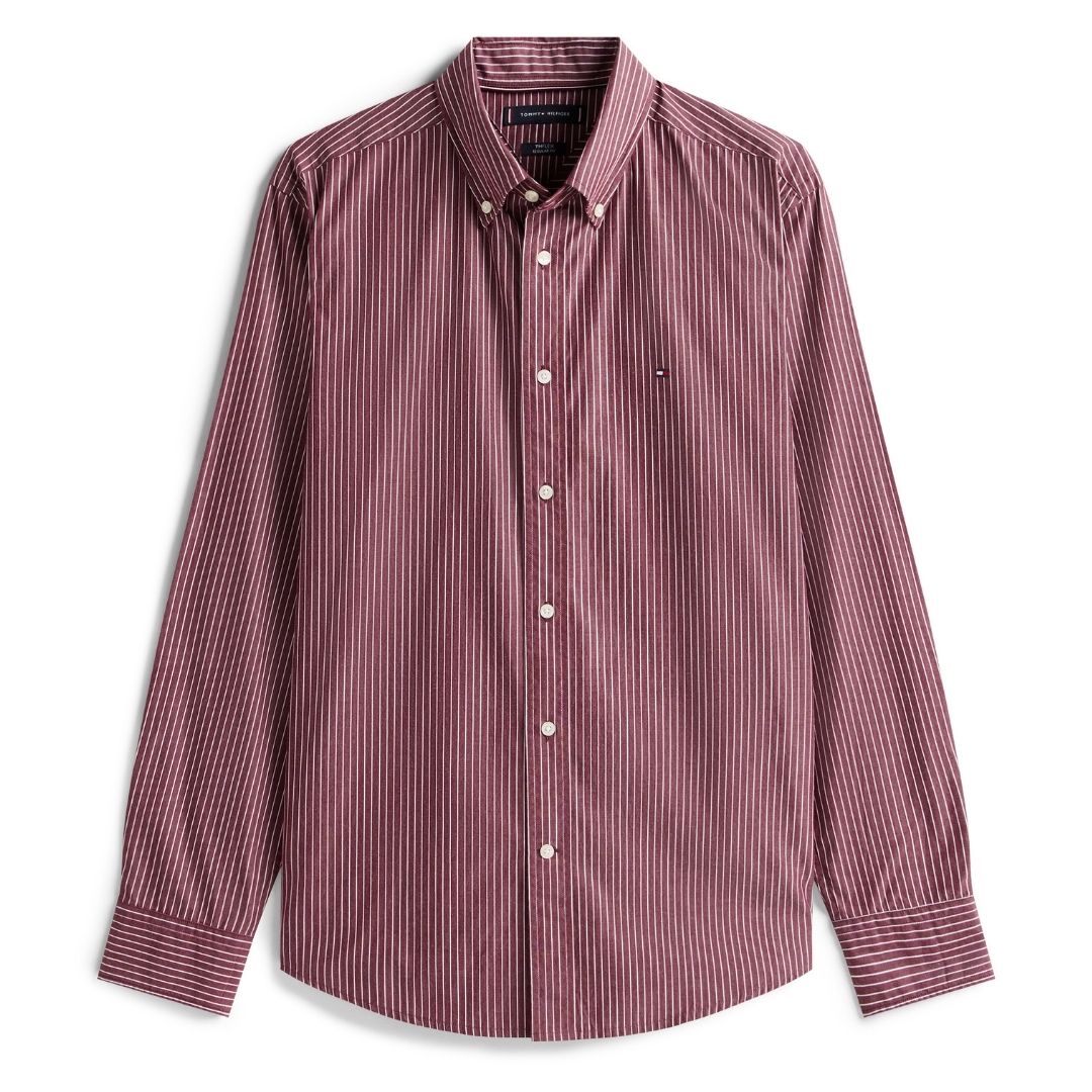 Tommy Hilfiger Core Hairline Poplin Shirt - Red