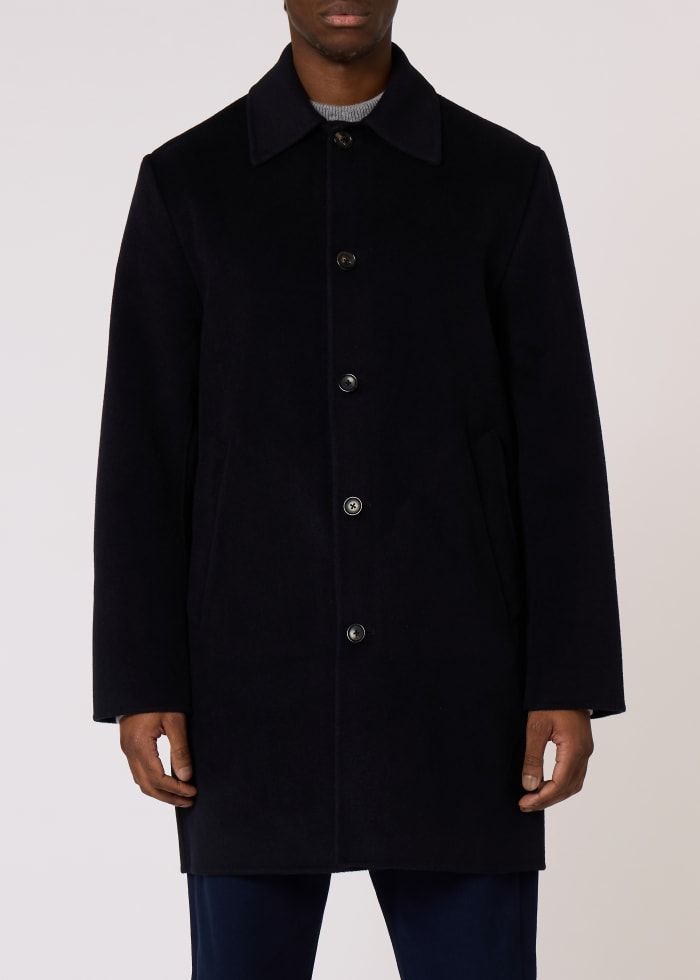 Paul Smith Wool-Blend Long Coat – Navy