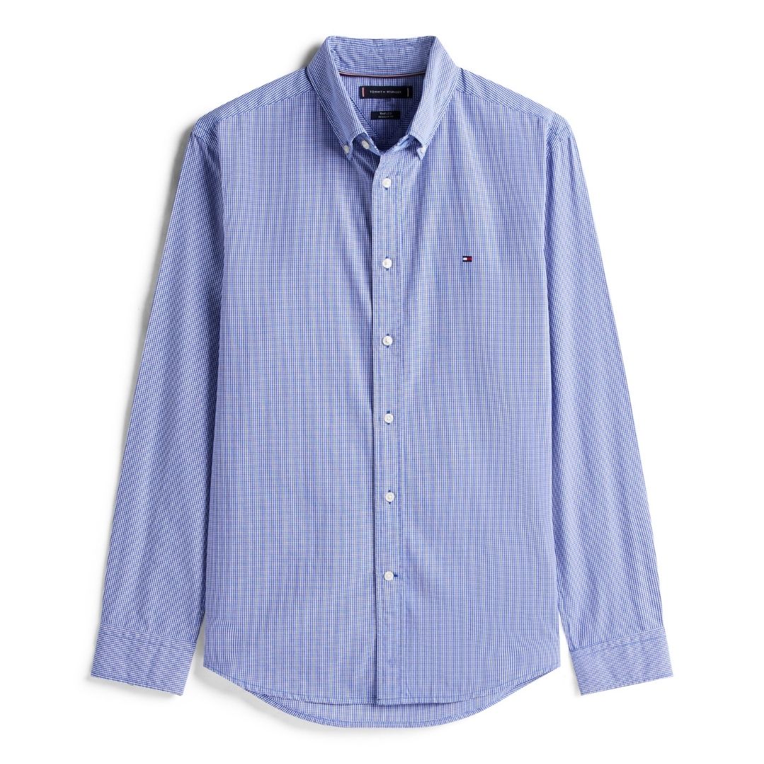 Tommy Hilfiger Flex Poplin Micro Gingham Check Shirt - Blue