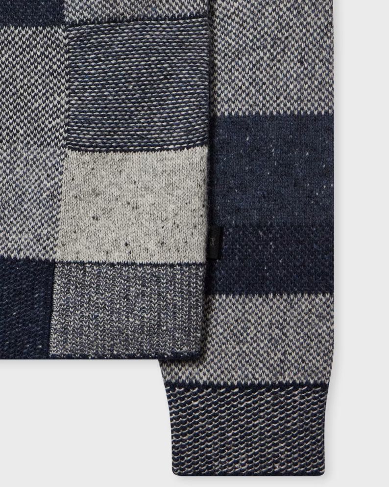 Paul Smith Navy Tonal Patchwork Zip-Through Cardigan Blue