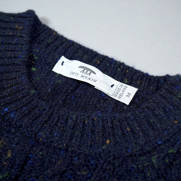 Inis Meáin Ridges Aran Crew Neck - Navy