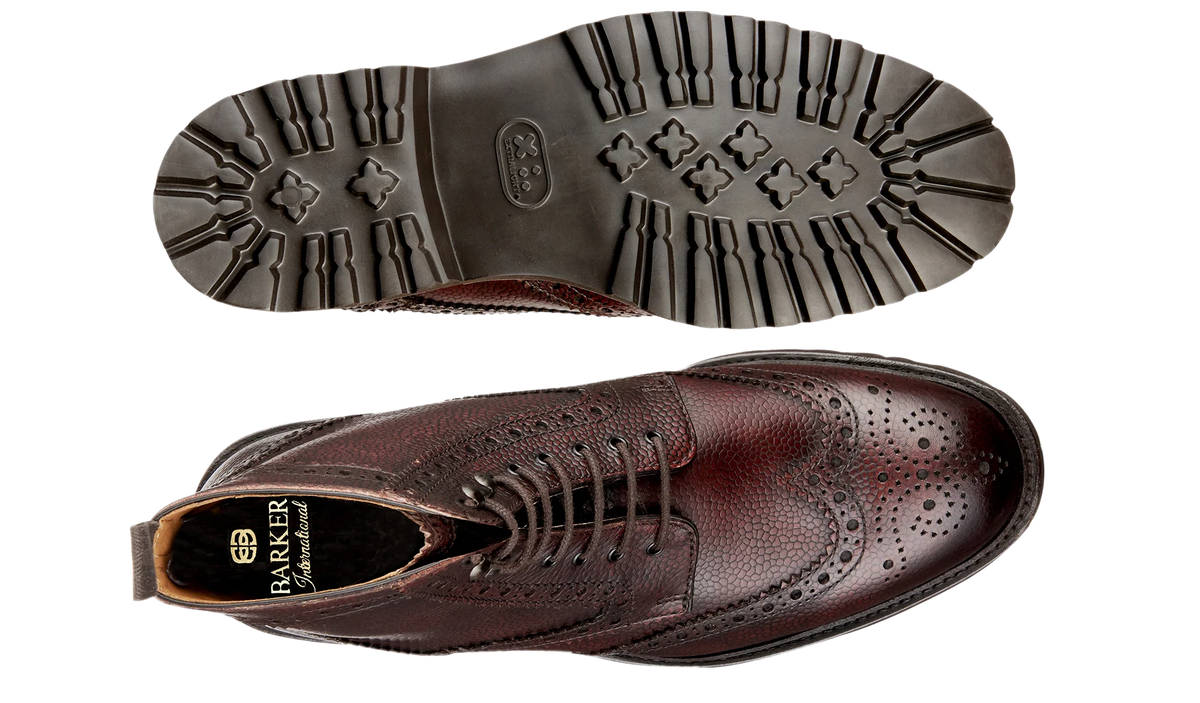 Barker Bodmin Wing Cap Design Brogue Boot - Brandy