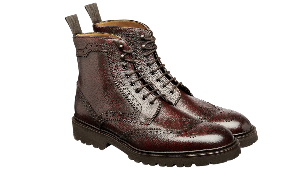 Barker Bodmin Wing Cap Design Brogue Boot - Brandy
