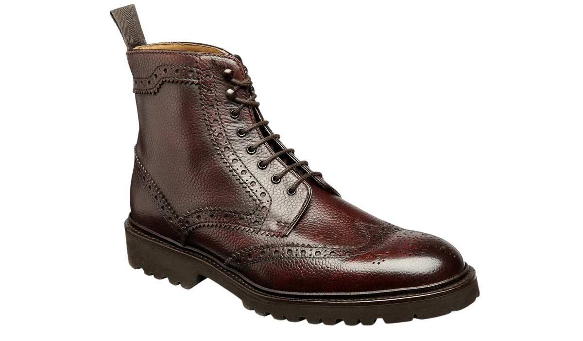 Barker Bodmin Wing Cap Design Brogue Boot - Brandy