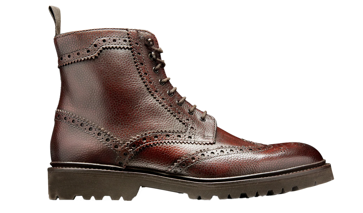 Barker Bodmin Wing Cap Design Brogue Boot - Brandy