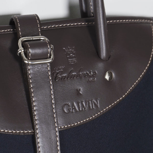 CALABRESE X GALVIN Canvas and Leather Suit Cover - Navy