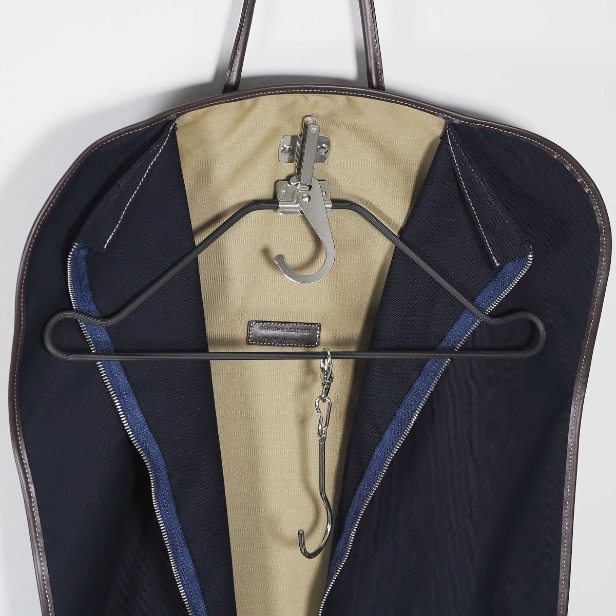 CALABRESE X GALVIN Canvas and Leather Suit Cover - Navy