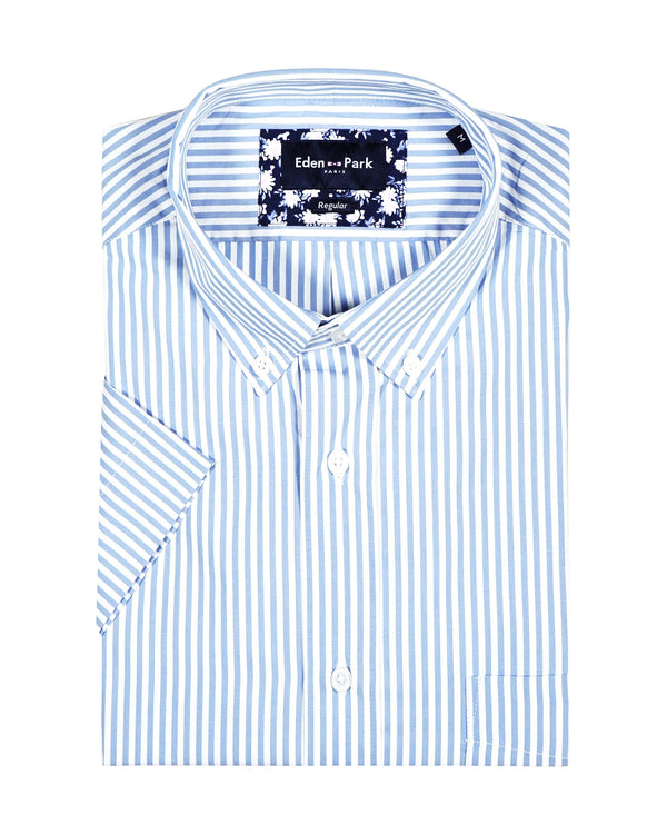 Eden Park Short Sleeved Stripe Shirt - Blue